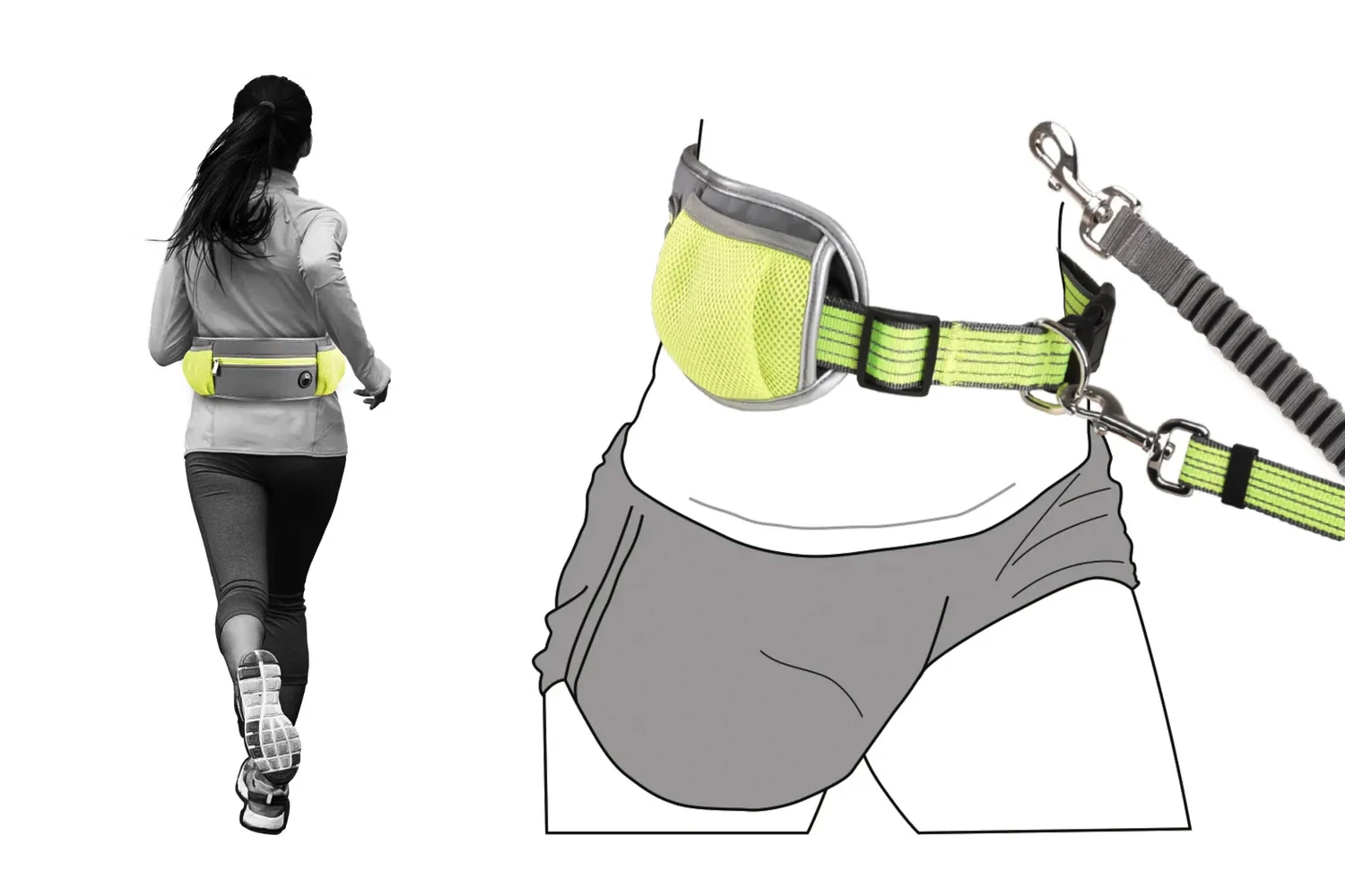 Jogging-Hüftgurt Mit Hundeleine Gelb 4 Jogging-Hüftgurt Mit Hundeleine Gelb – Bild 4